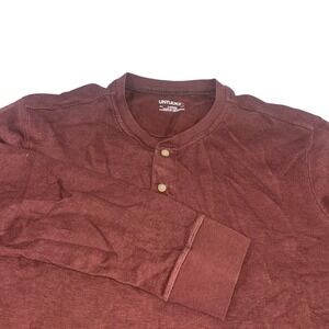 UNTUCKit Men's Large Long Sleeve Henley Shirt Burgundy Cotton Viscose Blend